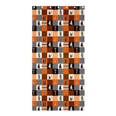 Witches, Monsters And Ghosts Halloween Orange And Black Patchwork Quilt Squares Shower Curtain 36  X 72  (stall)  by PodArtist