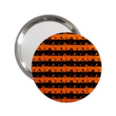 Dark Pumpkin Orange And Black Halloween Nightmare Stripes  2 25  Handbag Mirrors by PodArtist