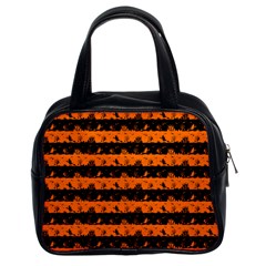 Dark Pumpkin Orange And Black Halloween Nightmare Stripes  Classic Handbag (two Sides) by PodArtist