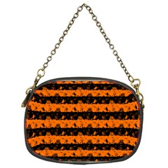 Dark Pumpkin Orange And Black Halloween Nightmare Stripes  Chain Purse (two Sides) by PodArtist