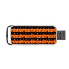 Dark Pumpkin Orange And Black Halloween Nightmare Stripes  Portable Usb Flash (one Side) by PodArtist