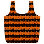 Dark Pumpkin Orange and Black Halloween Nightmare Stripes  Full Print Recycle Bag (XL) Back