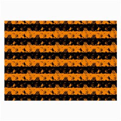 Pale Pumpkin Orange And Black Halloween Nightmare Stripes  Large Glasses Cloth by PodArtist