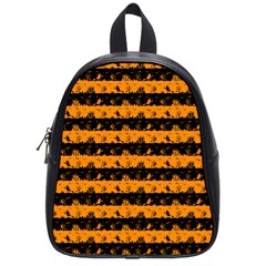 Pale Pumpkin Orange And Black Halloween Nightmare Stripes  School Bag (small) by PodArtist