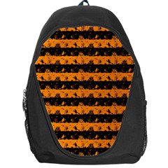 Pale Pumpkin Orange And Black Halloween Nightmare Stripes  Backpack Bag by PodArtist