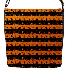 Pale Pumpkin Orange And Black Halloween Nightmare Stripes  Flap Closure Messenger Bag (s) by PodArtist