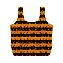 Pale Pumpkin Orange And Black Halloween Nightmare Stripes  Full Print Recycle Bag (m) by PodArtist