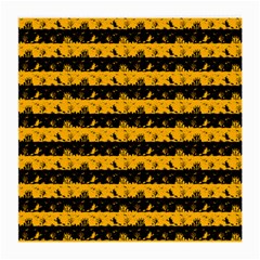 Pale Pumpkin Orange And Black Halloween Nightmare Stripes  Medium Glasses Cloth (2-side) by PodArtist