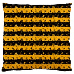 Pale Pumpkin Orange And Black Halloween Nightmare Stripes  Large Cushion Case (two Sides) by PodArtist