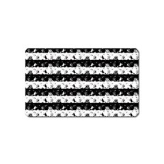 Black And White Halloween Nightmare Stripes Magnet (name Card) by PodArtist