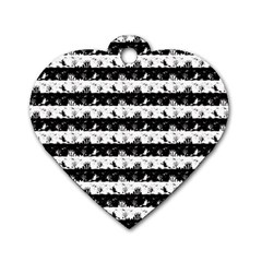 Black And White Halloween Nightmare Stripes Dog Tag Heart (one Side) by PodArtist