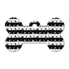 Black And White Halloween Nightmare Stripes Dog Tag Bone (one Side) by PodArtist