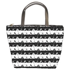 Black And White Halloween Nightmare Stripes Bucket Bag by PodArtist