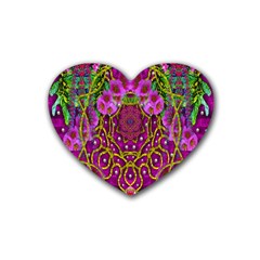 Star Of Freedom Ornate Rainfall In The Tropical Rainforest Rubber Coaster (heart)  by pepitasart