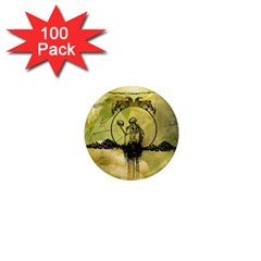 Awesome Creepy Skeleton With Skull 1  Mini Magnets (100 pack) 