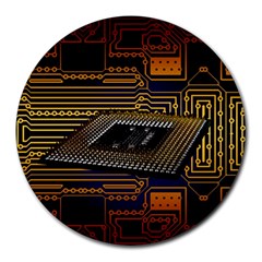 Processor Cpu Board Circuits Round Mousepads