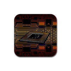 Processor Cpu Board Circuits Rubber Square Coaster (4 pack) 