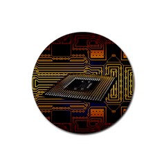 Processor Cpu Board Circuits Rubber Coaster (Round) 