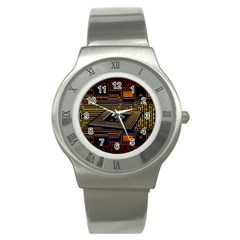 Processor Cpu Board Circuits Stainless Steel Watch