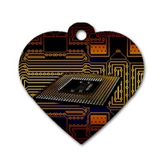 Processor Cpu Board Circuits Dog Tag Heart (Two Sides)