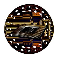 Processor Cpu Board Circuits Ornament (Round Filigree)