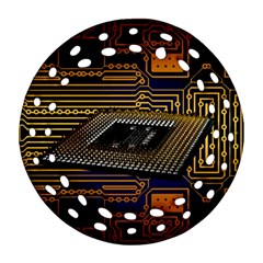 Processor Cpu Board Circuits Round Filigree Ornament (Two Sides)