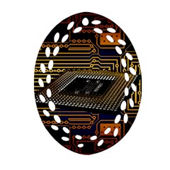 Processor Cpu Board Circuits Oval Filigree Ornament (Two Sides)