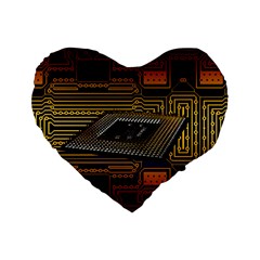 Processor Cpu Board Circuits Standard 16  Premium Flano Heart Shape Cushions