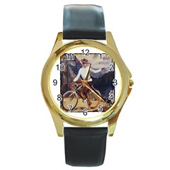 Bicycle 1763235 1280 Round Gold Metal Watch