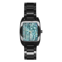 Green Tree Stainless Steel Barrel Watch by vintage2030