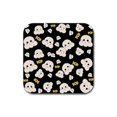 Cute Kawaii Popcorn Pattern Rubber Square Coaster (4 Pack) 