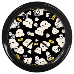 Cute Kawaii Popcorn pattern Wall Clock (Black)