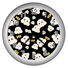 Cute Kawaii Popcorn pattern Wall Clock (Silver)