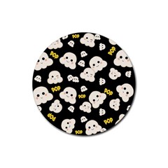 Cute Kawaii Popcorn pattern Rubber Round Coaster (4 pack) 