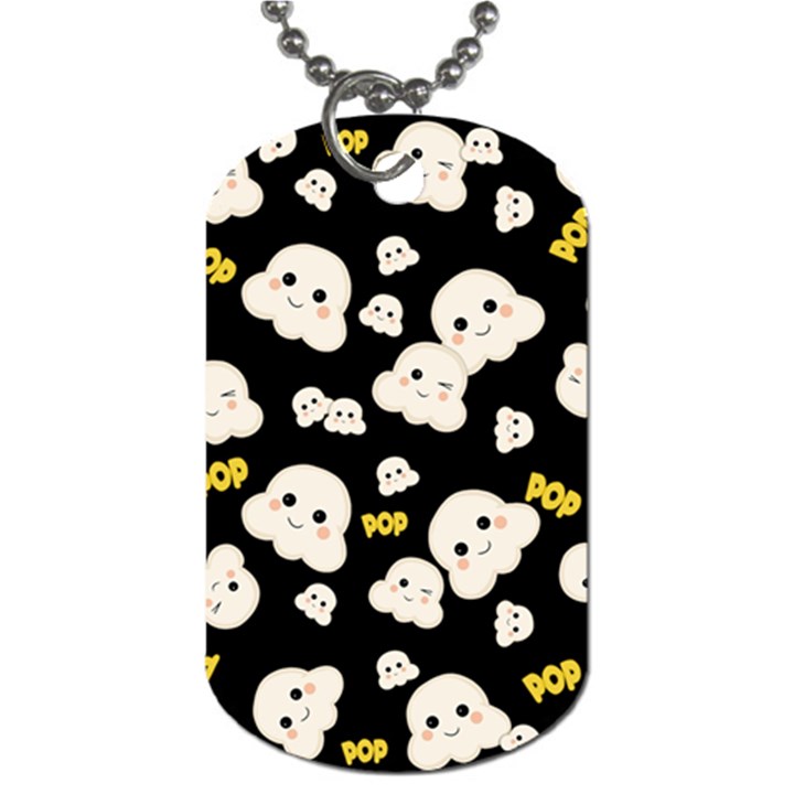 Cute Kawaii Popcorn pattern Dog Tag (One Side)