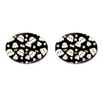 Cute Kawaii Popcorn pattern Cufflinks (Oval) Front(Pair)