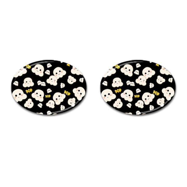 Cute Kawaii Popcorn pattern Cufflinks (Oval)