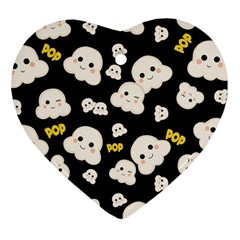 Cute Kawaii Popcorn pattern Heart Ornament (Two Sides)