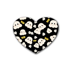 Cute Kawaii Popcorn Pattern Rubber Coaster (heart) 