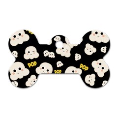 Cute Kawaii Popcorn pattern Dog Tag Bone (One Side)