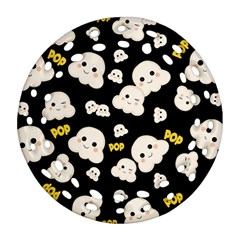 Cute Kawaii Popcorn Pattern Round Filigree Ornament (two Sides)