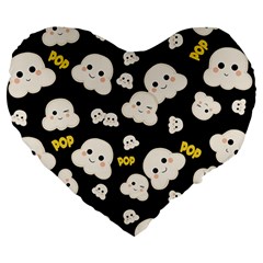 Cute Kawaii Popcorn pattern Large 19  Premium Heart Shape Cushions