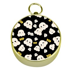 Cute Kawaii Popcorn pattern Gold Compasses