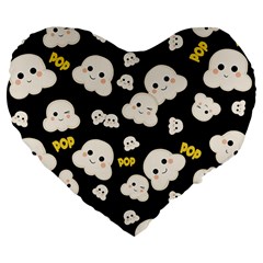 Cute Kawaii Popcorn pattern Large 19  Premium Flano Heart Shape Cushions