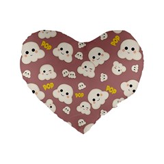 Cute Kawaii Popcorn Pattern Standard 16  Premium Flano Heart Shape Cushions by Valentinaart