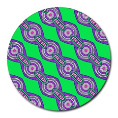 Purple Chains On A Green Background                                                    Round Mousepad by LalyLauraFLM