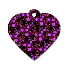 Purple Red  Roses Dog Tag Heart (two Sides)