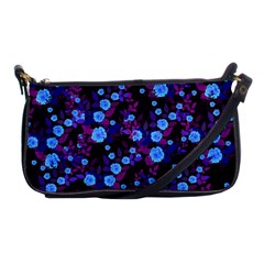 Purple Blue  Roses Shoulder Clutch Bag