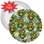 Peach Roses White 3  Buttons (10 pack)  Front
