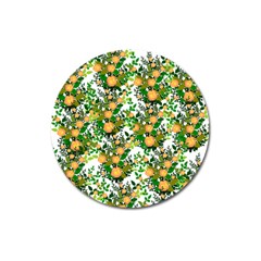 Peach Roses White Magnet 3  (round)